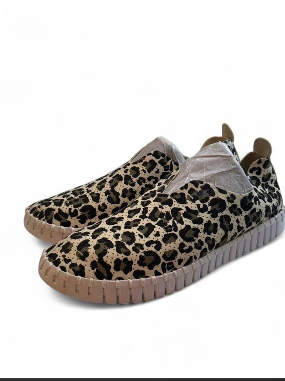 Ilse Jacobsen Womens 9.5-10
Perforated Slip-On Shoes Printed Tulip Latte Leopard